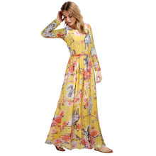 Europäisches Sommer-reizvolles gedrucktes Maxi Kleid der Frauen